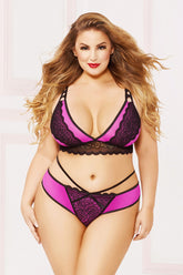 Lace And Mesh Thong With Strappy Detail - STM10884X by Seven Til Midnight